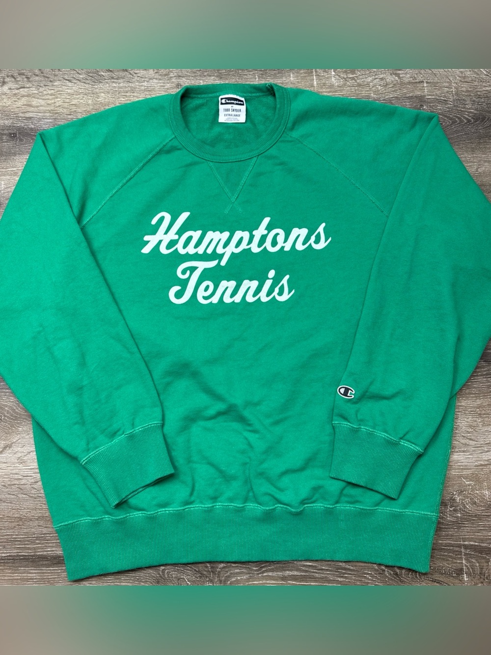 Champion x Todd Snyder Hamptons Tennis Crewneck Sweatshirt Green XL Made Canada